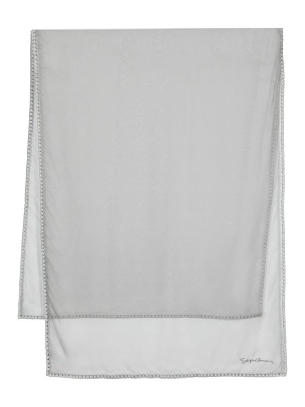 embroidered-logo semi-sheer scarf