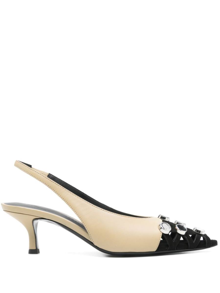 65mm Grid slingback pumps