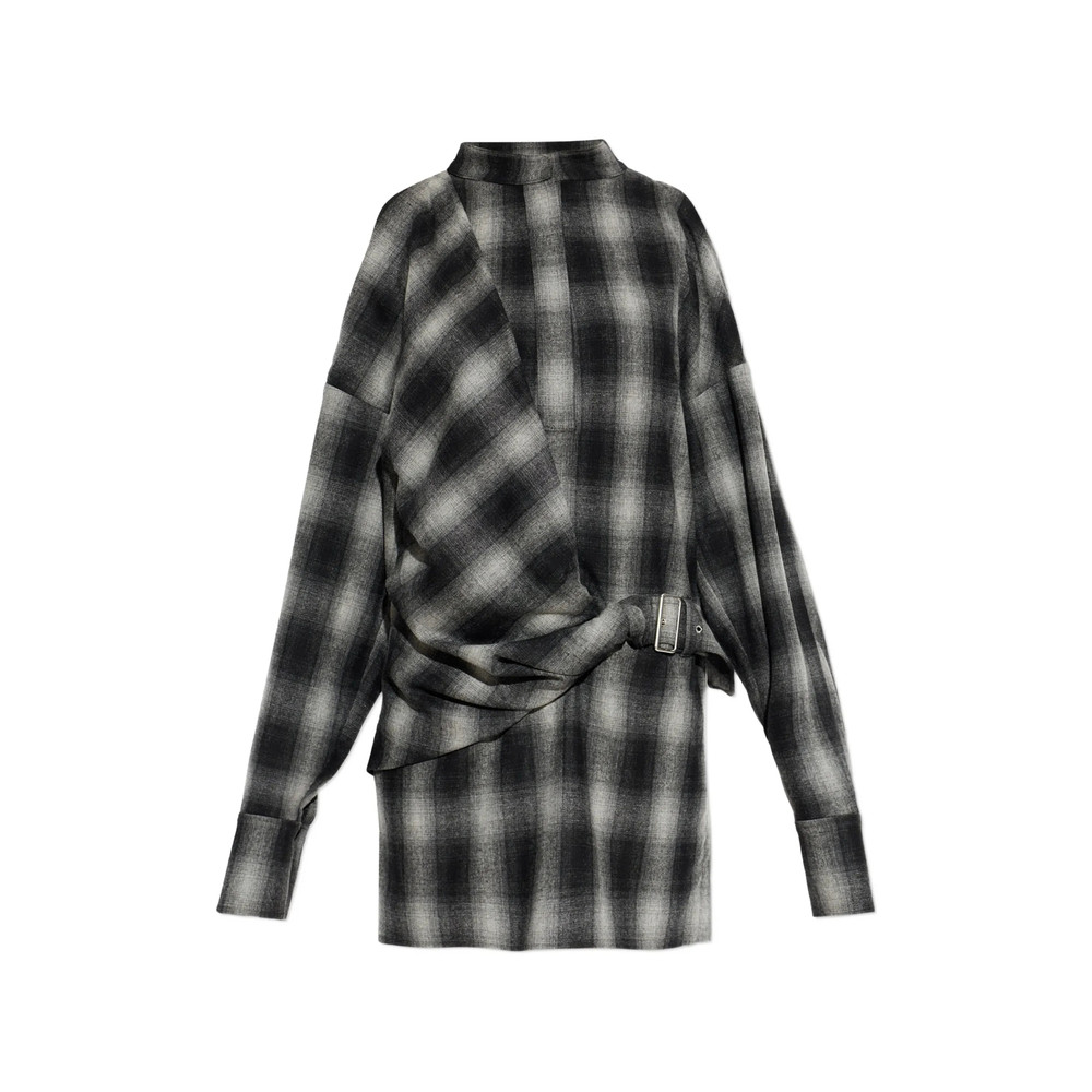 Iro Narissa Check Cold-shoulder Mini Dress