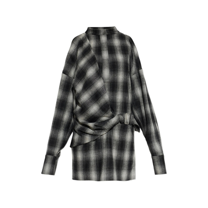 Iro Narissa Check Cold-shoulder Mini Dress