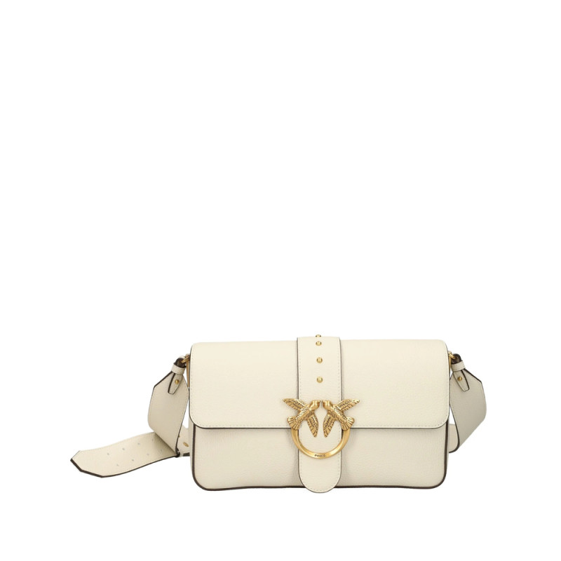 Pinko Love Studded Leather Shoulder Bag