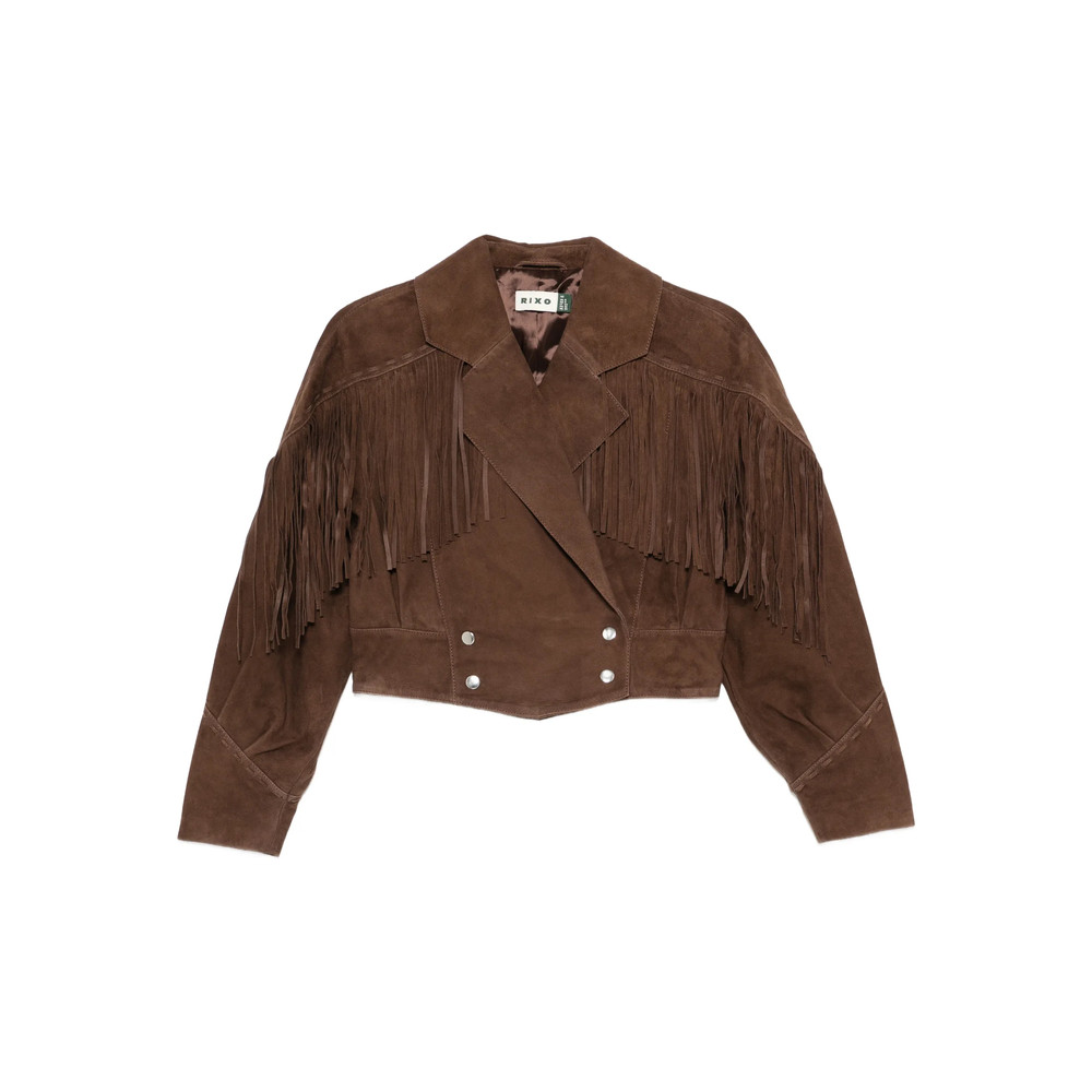 Rixo Fringe-detail Double-breasted Jacket