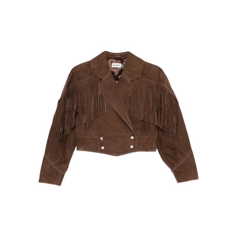 Rixo Fringe-detail Double-breasted Jacket