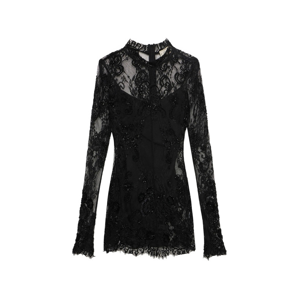 Blumarine Embroidered Lace-overlay Midi Dress
