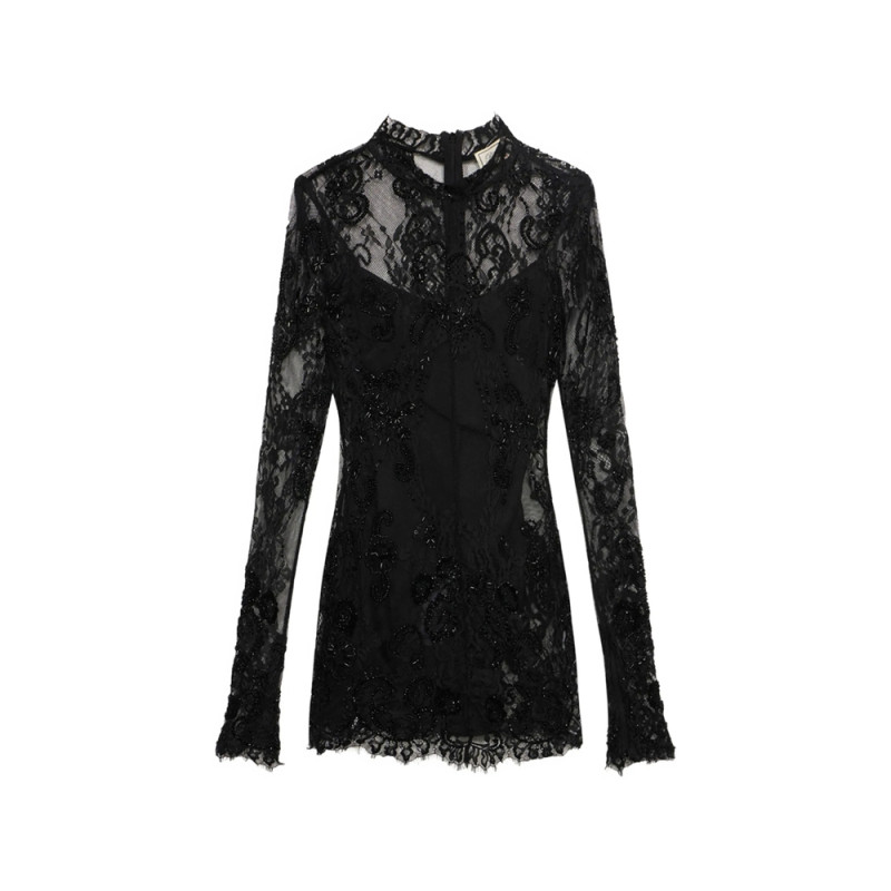 Blumarine Embroidered Lace-overlay Midi Dress