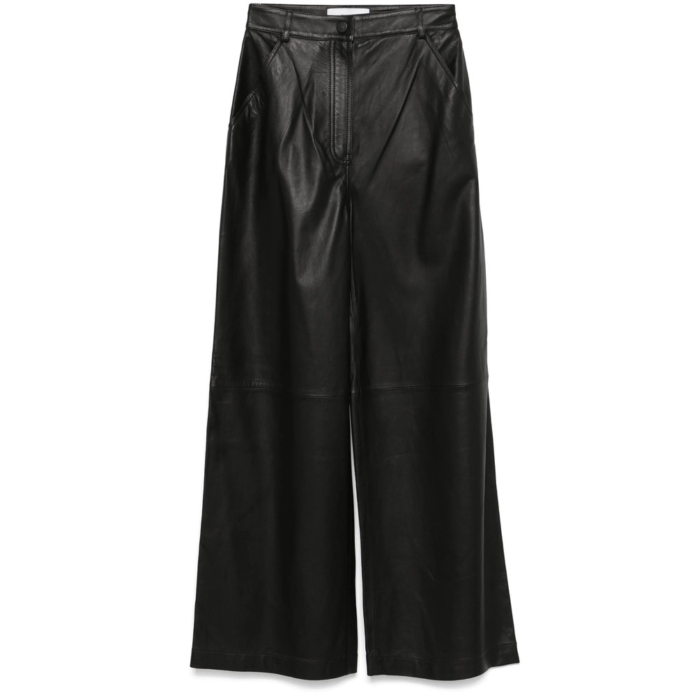Yves Salomon Leather Straight-leg Trousers