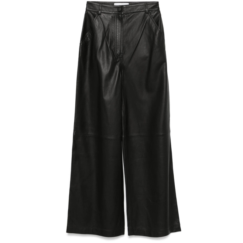 Yves Salomon Leather Straight-leg Trousers
