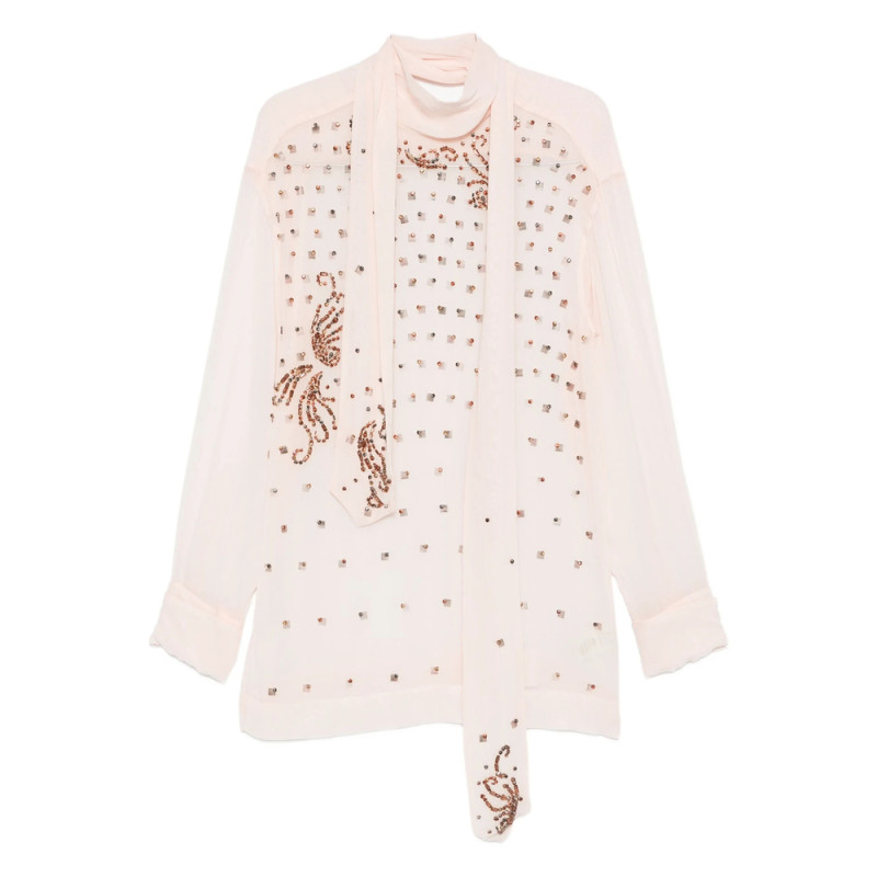 Dries Van Noten Embellished Tie-neck Top