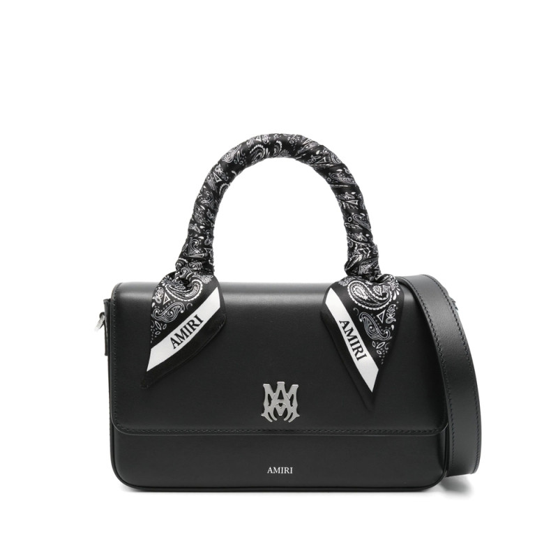 Amiri Bandana-trimmed Leather Handbag