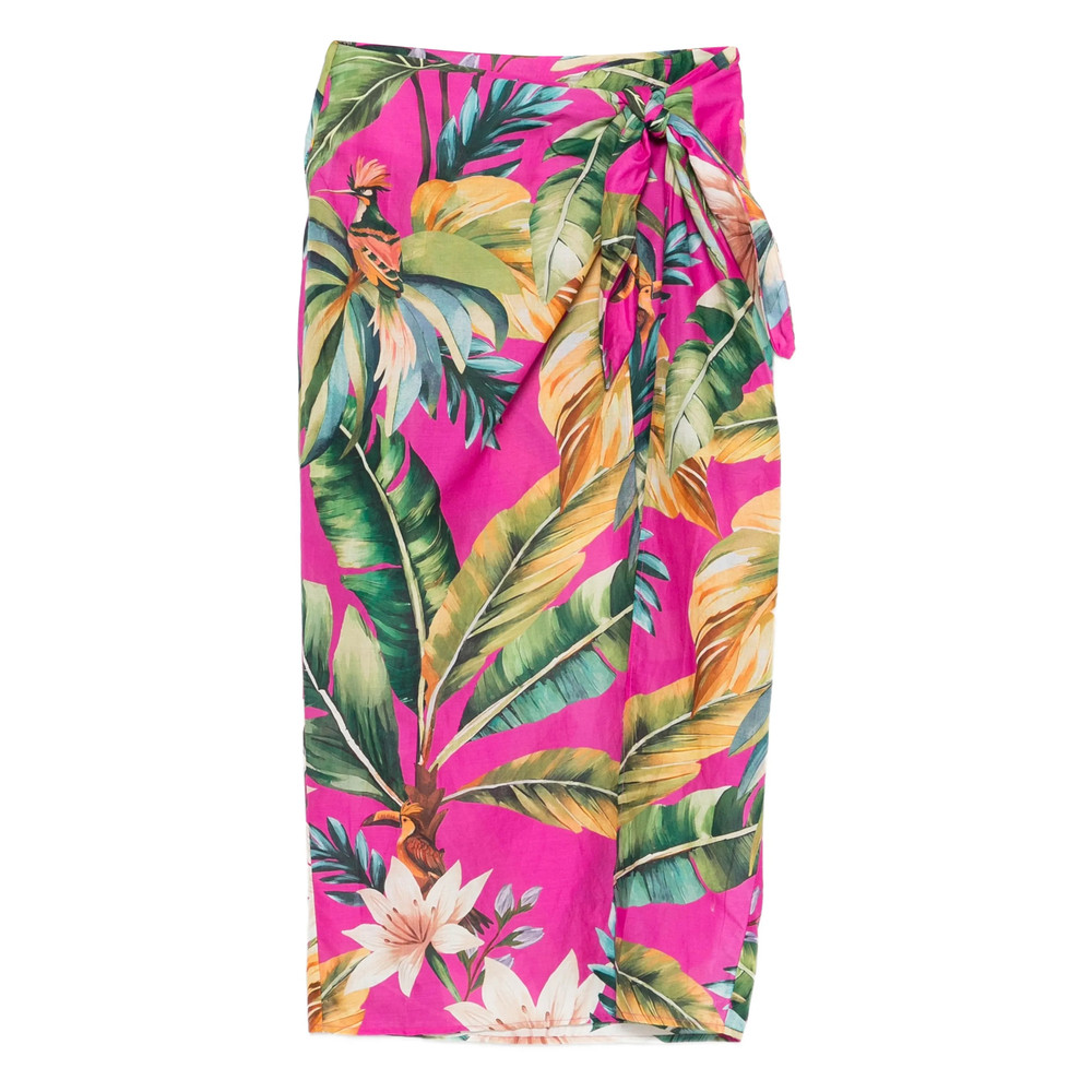 Farm Rio Tie Floral Midi Skirt