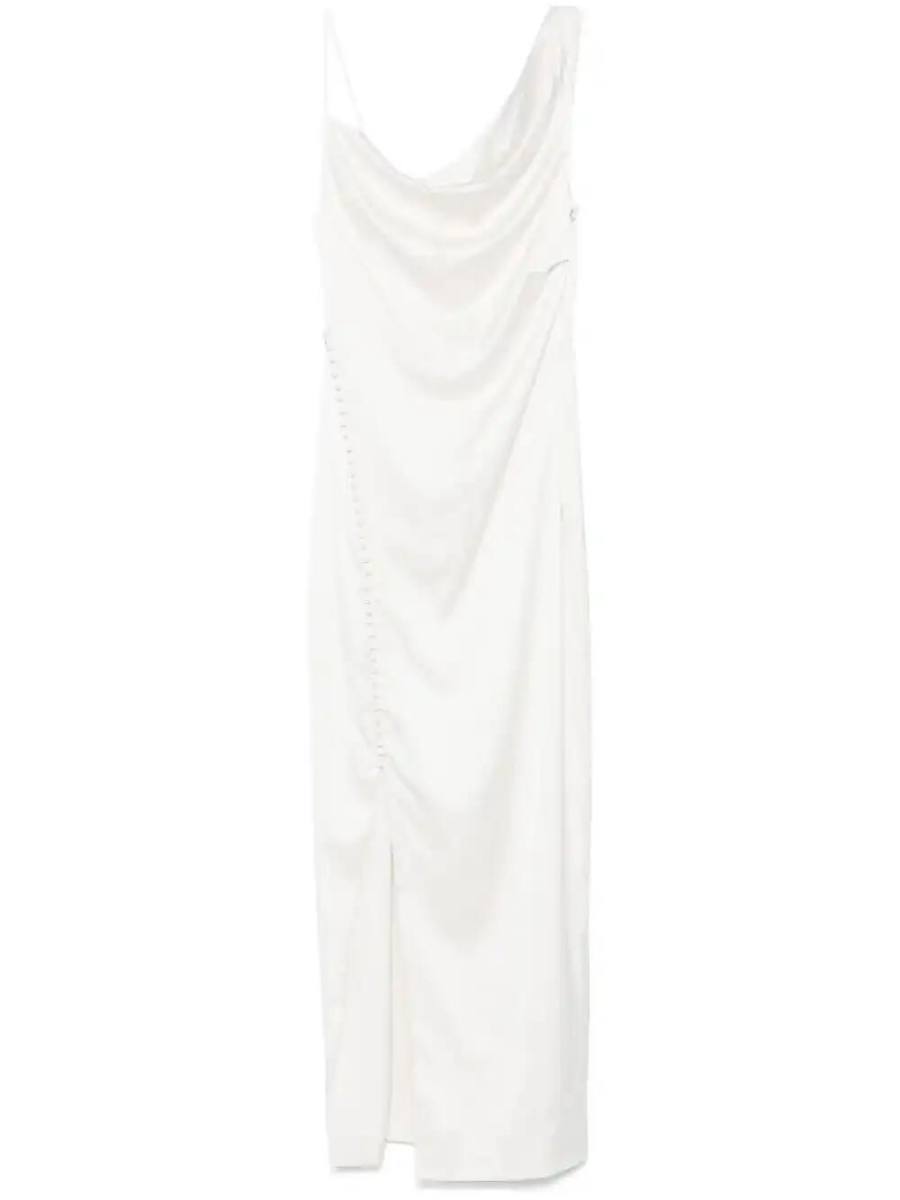 draped satin dress