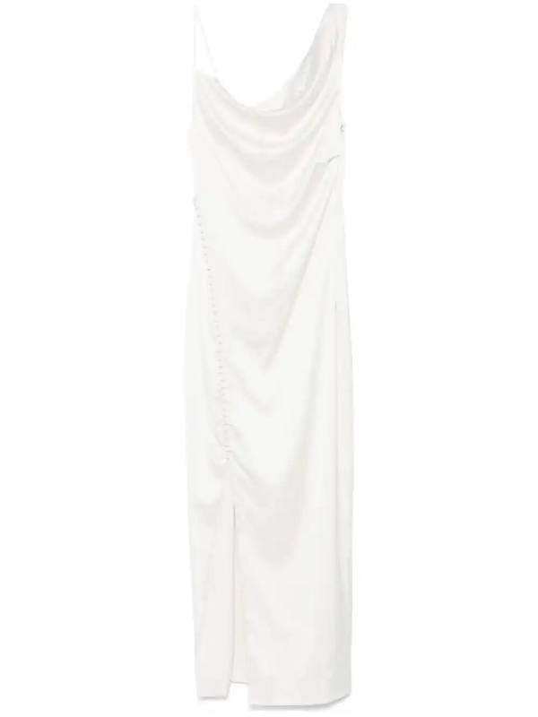 draped satin dress