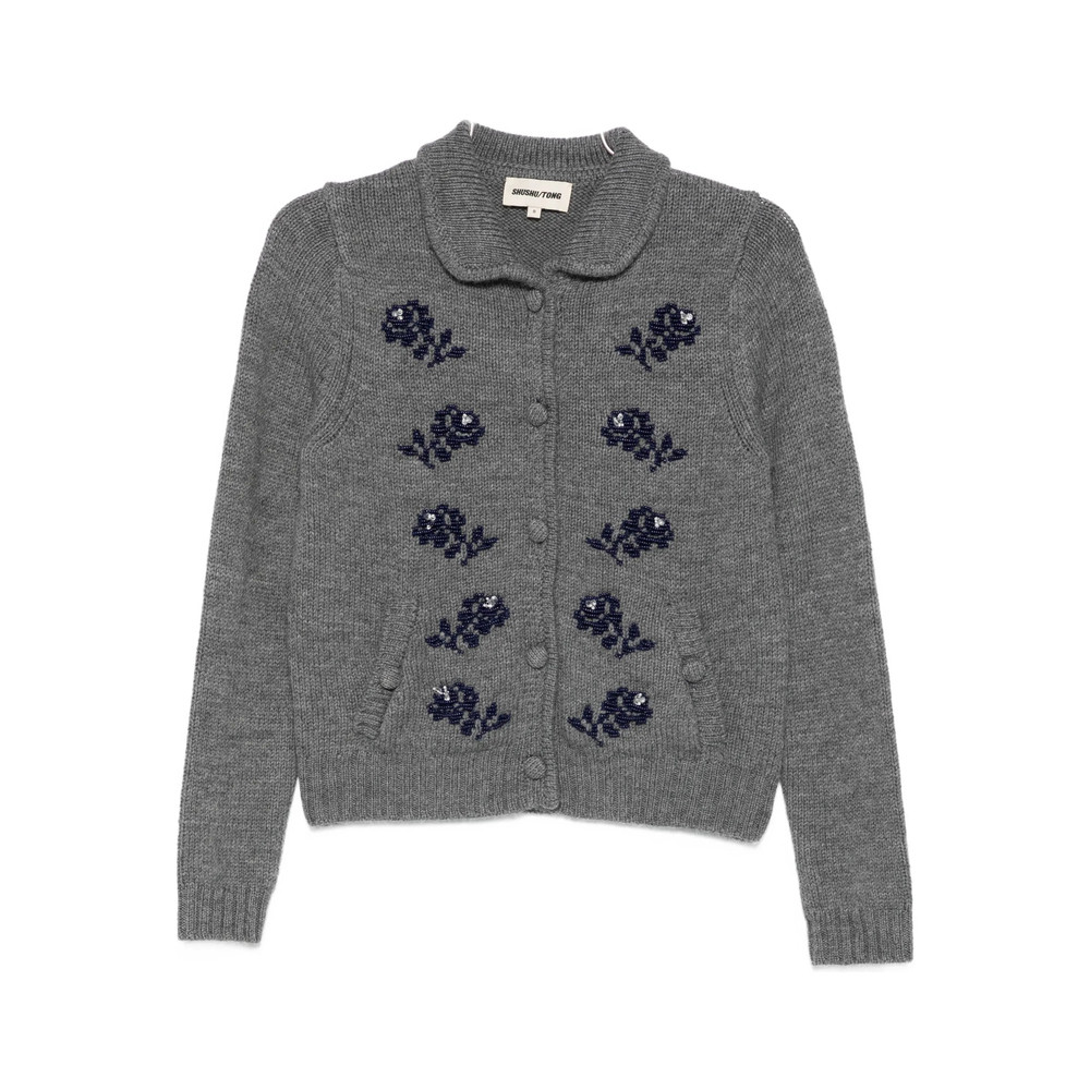 Shushu/tong Floral-appliqué Cardigan