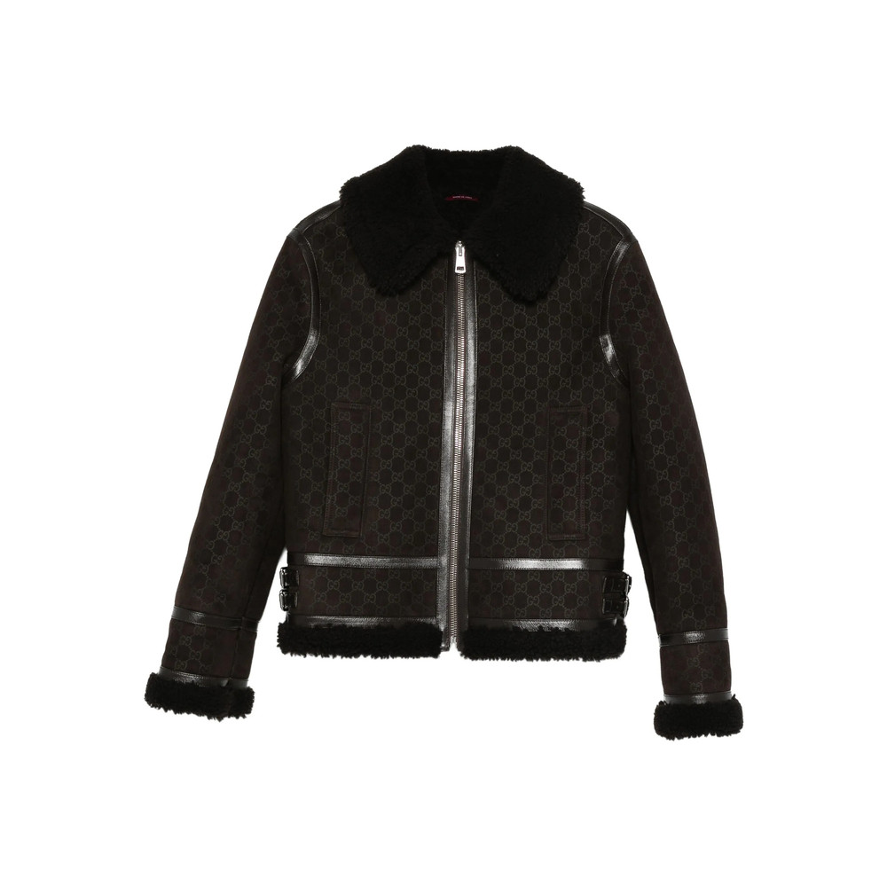 Gucci Shearling-collar Leather Jacket