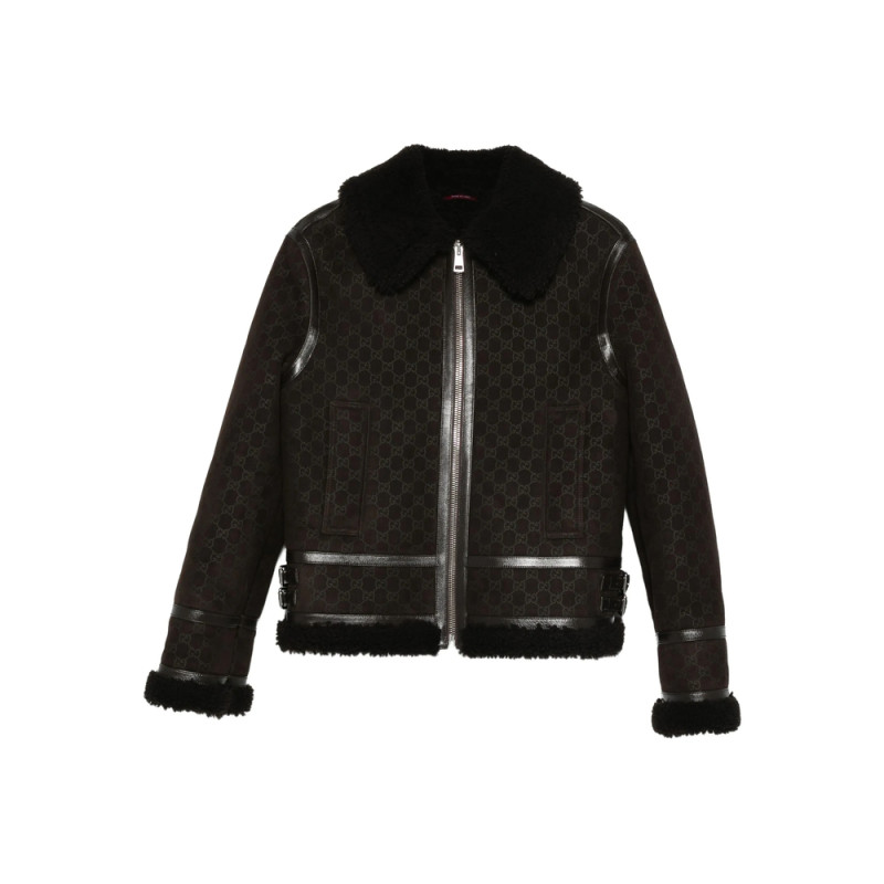 Gucci Shearling-collar Leather Jacket
