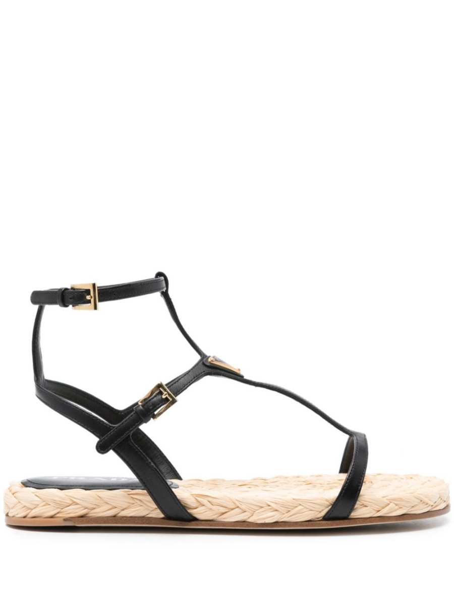 triangle-logo leather sandals