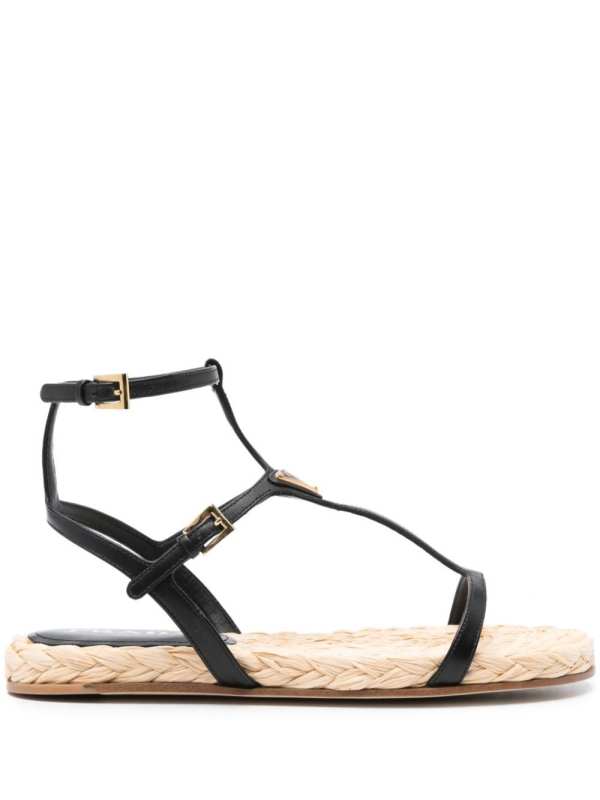 triangle-logo leather sandals