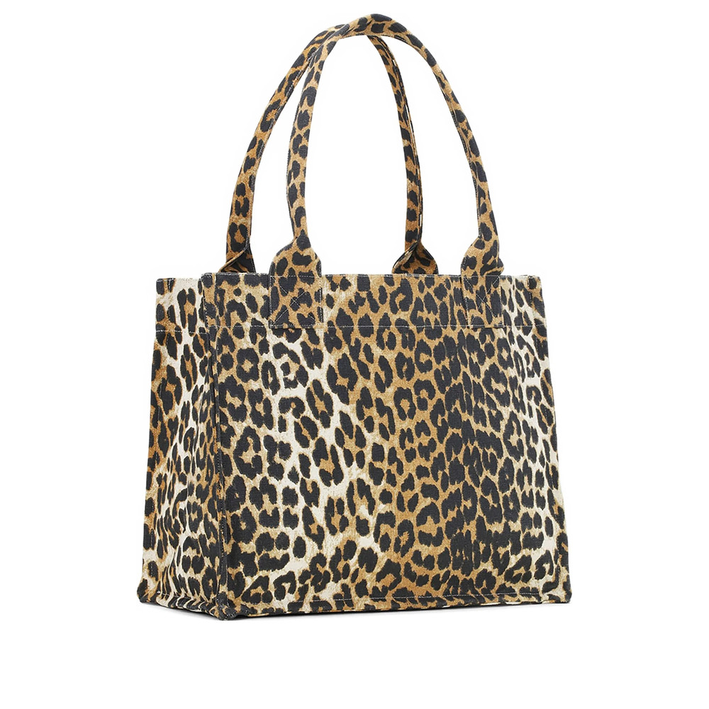 Ganni Leopard-print Canvas Tote Bag