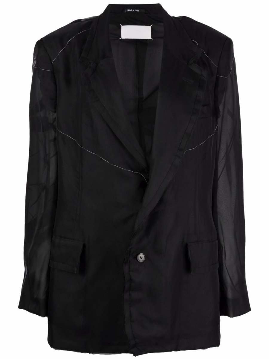 sheer-panel single-breasted jacket