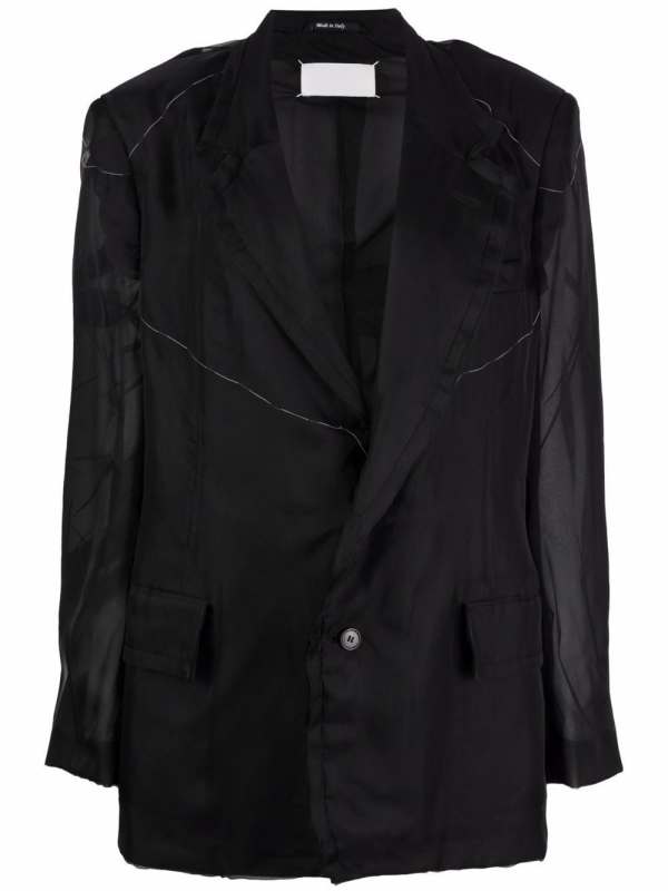 sheer-panel single-breasted jacket