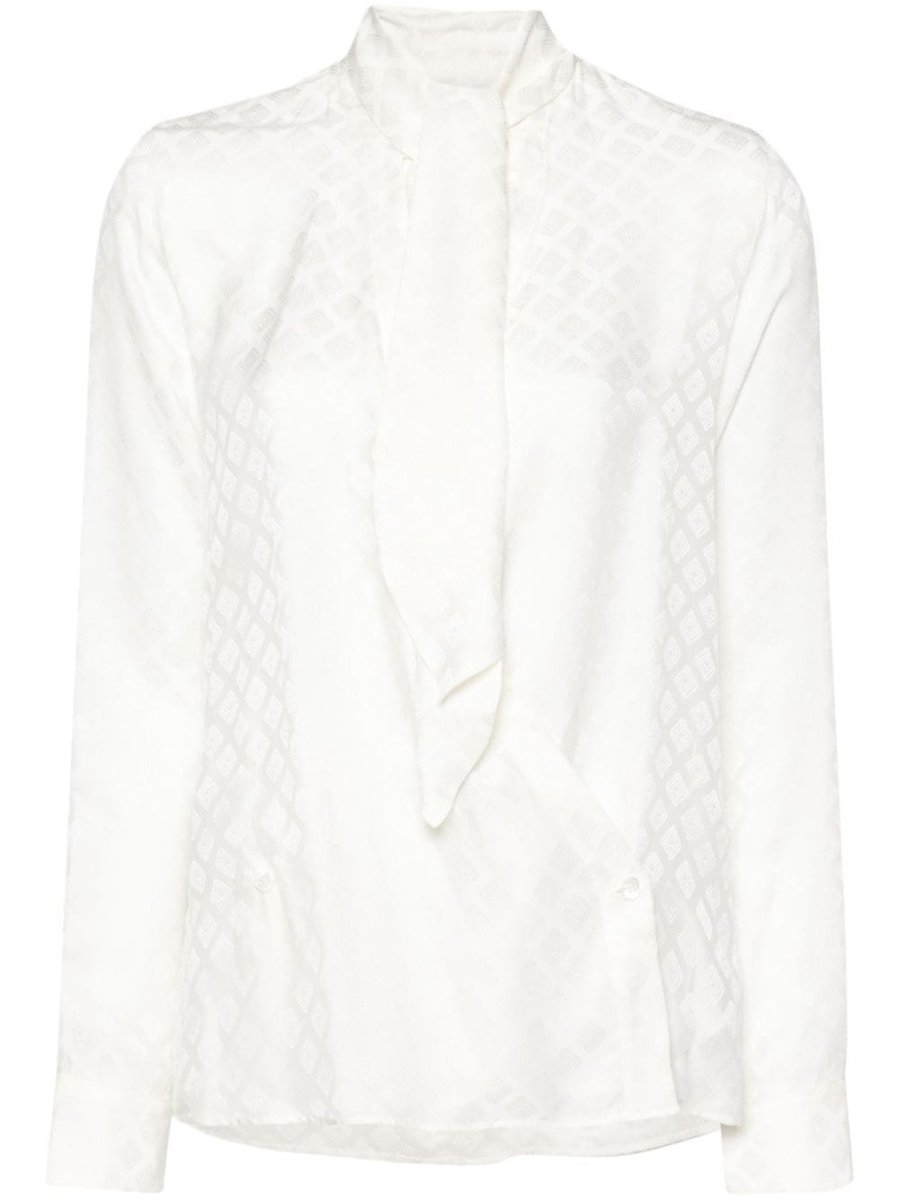 scarf-collar jacquard shirt