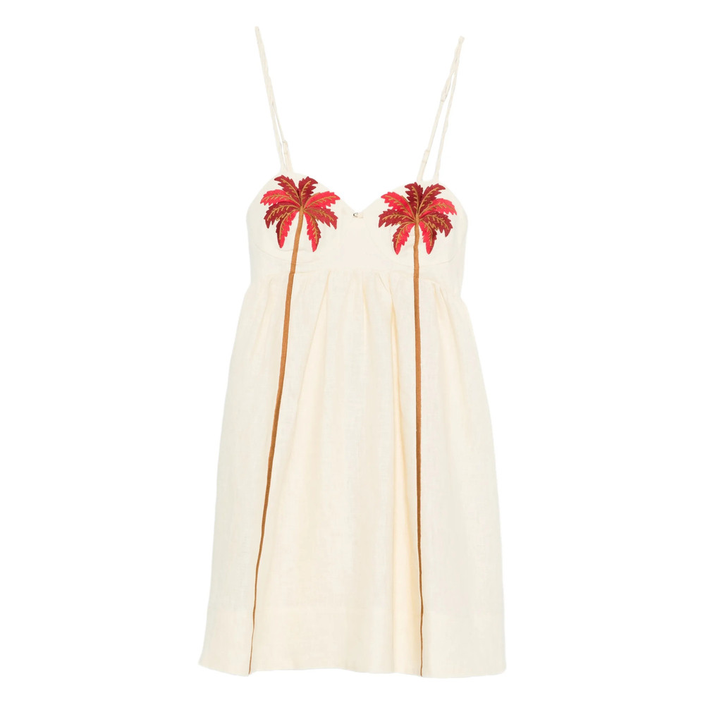 Farm Rio Palm Tree-embroidered Mini Dress