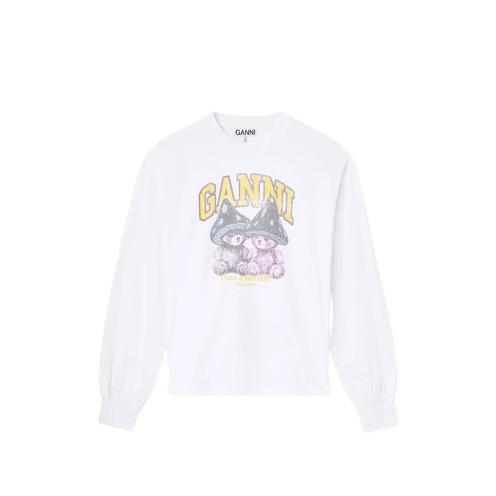 Ganni Long-sleeve T-shirt With Mushroom Teddy
