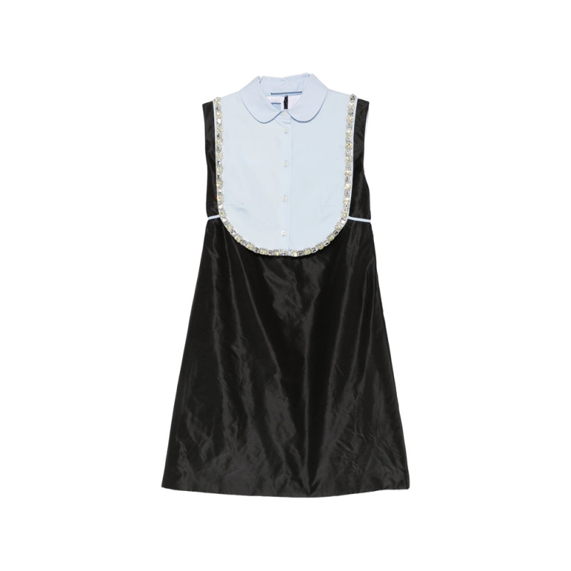 Prada Crystal-embellished Bib-detail Mini Dress