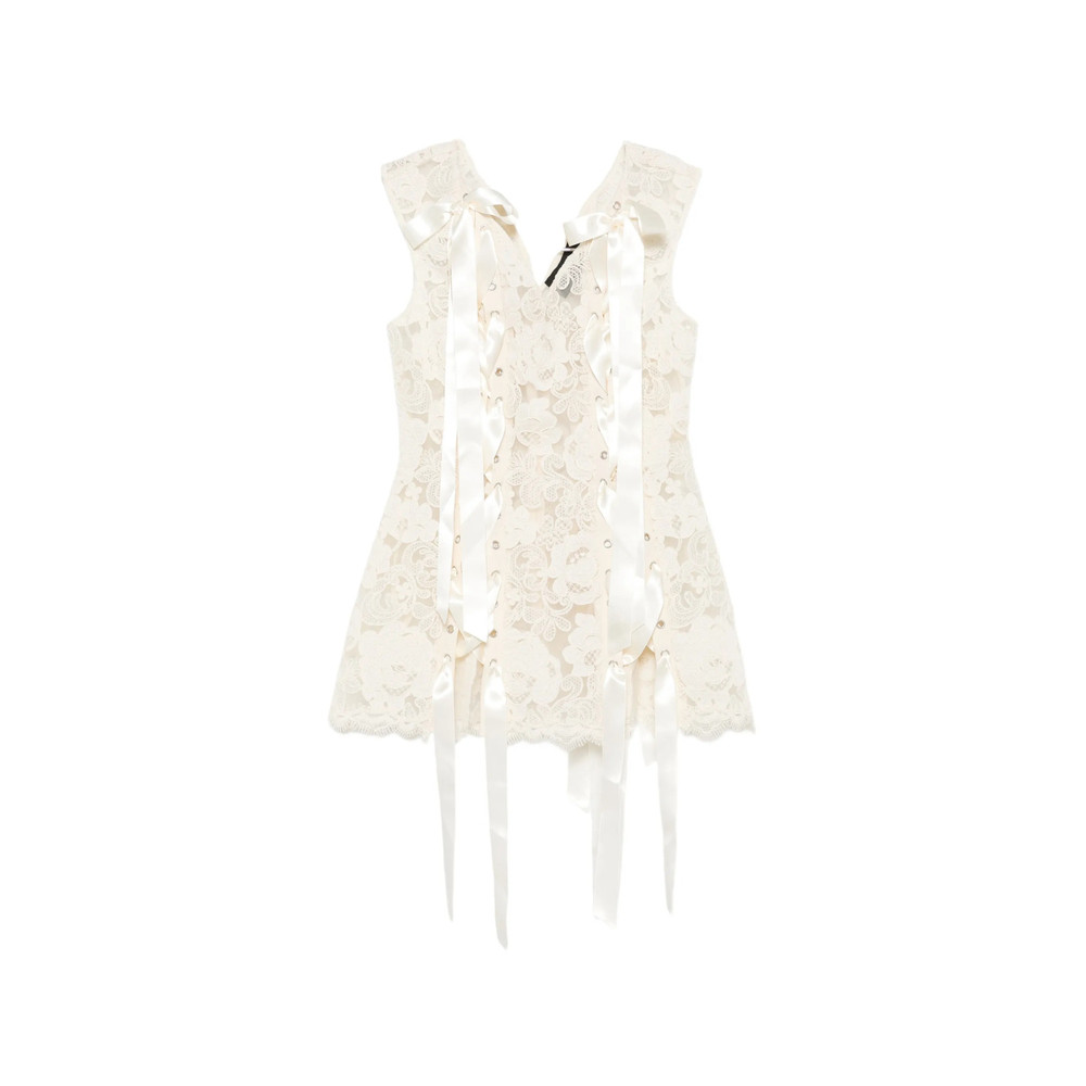 Simone Rocha Heavy Lace-overlay Lace-up Top