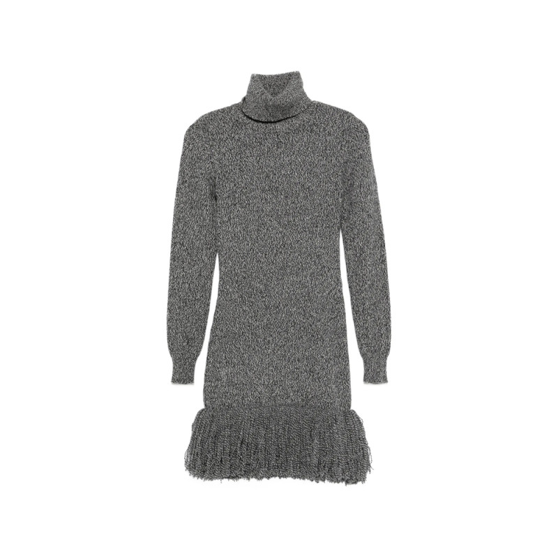 Ely Ely Roll-neck Fringed Mini Dress