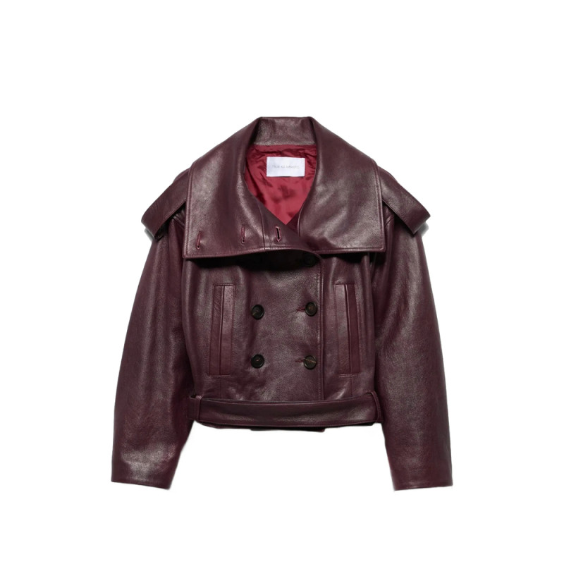 7 For All Mankind Double-breasted Leather Jacket