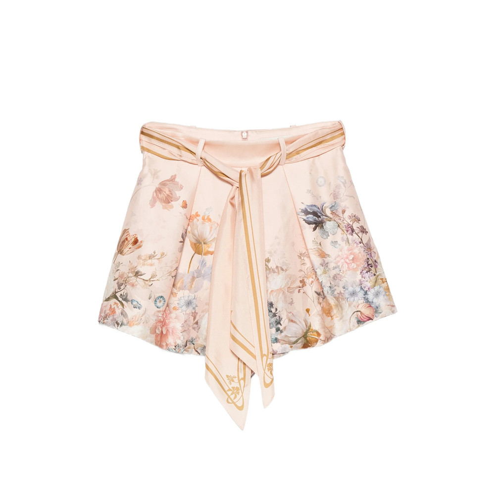 Zimmermann Floral-print Belted Shorts
