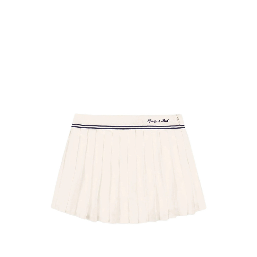 Sporty & Rich Serif Pleated Logo-embroidered Mini Skirt
