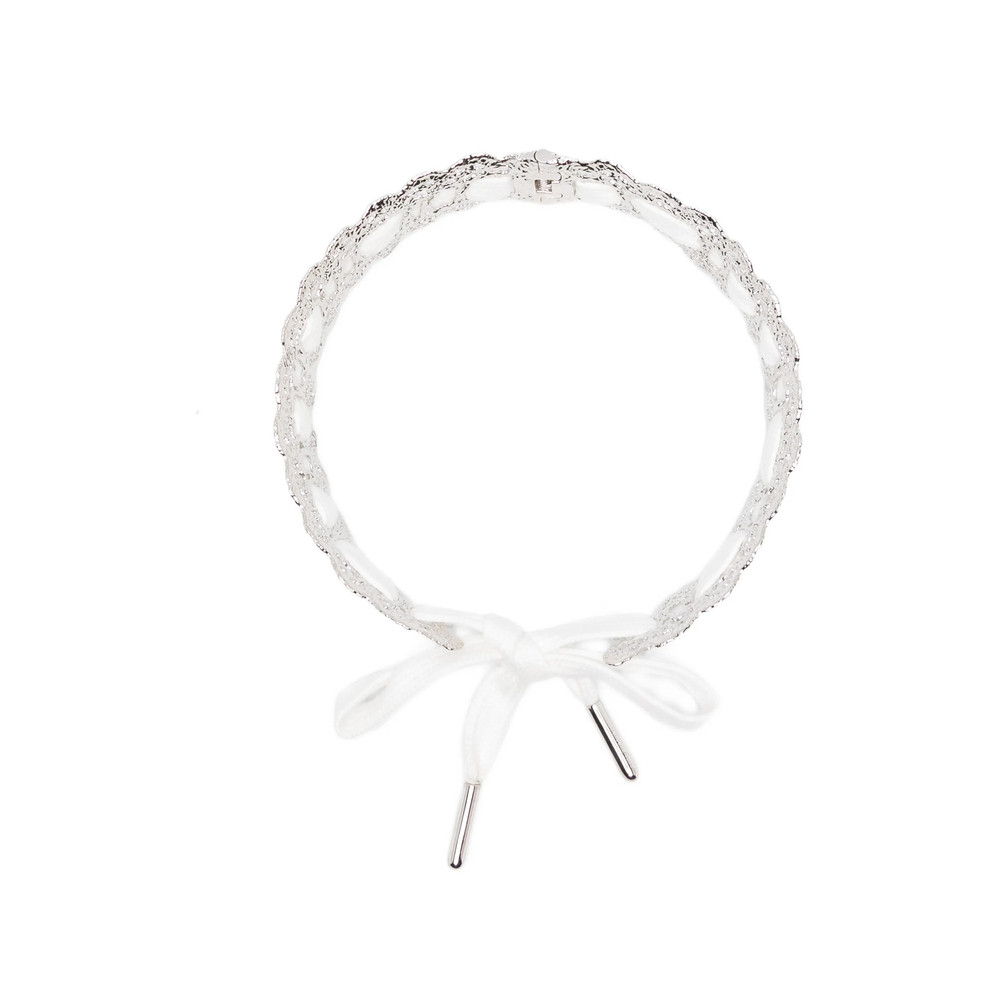 Shushu/tong X Yvmin Bow-detail Lace-trim Necklace