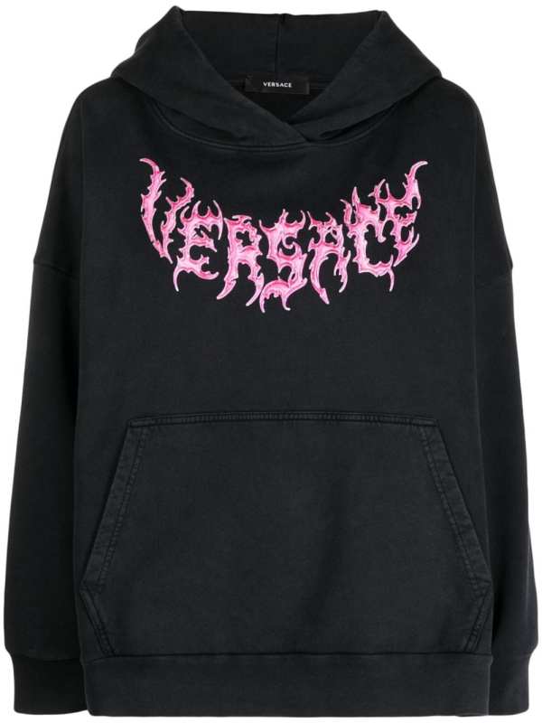logo-print cotton hoodie