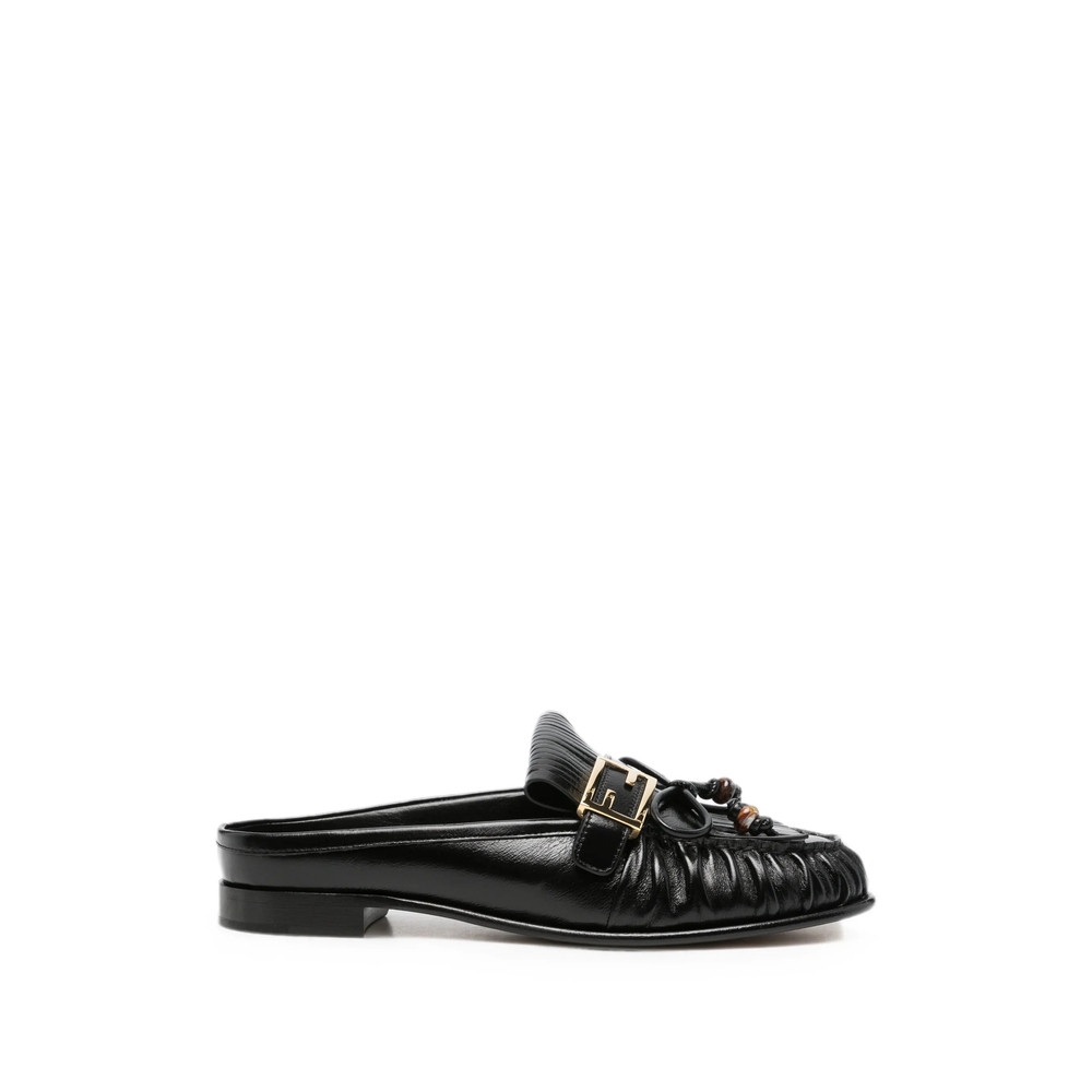 Fendi O'Lock Fringed Mules