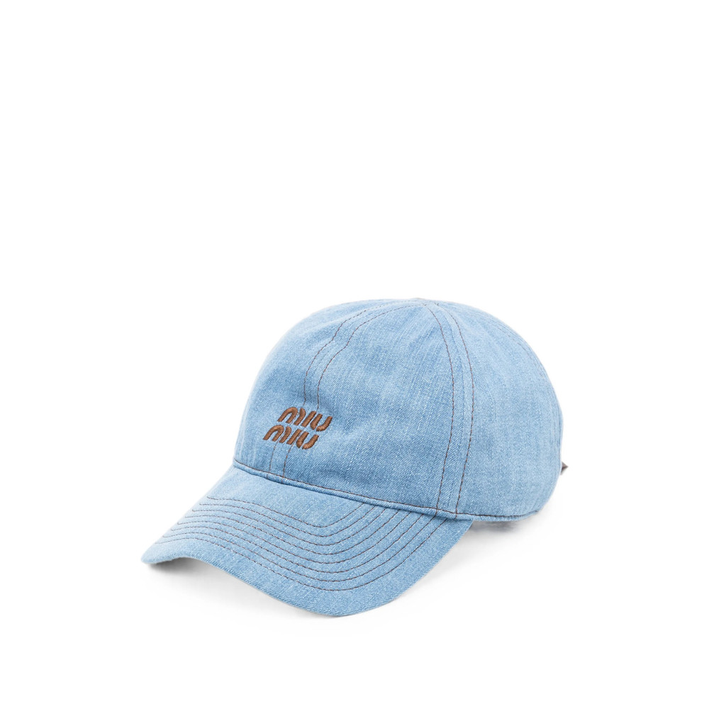 Miu Miu Logo-embroidered Denim Baseball Cap