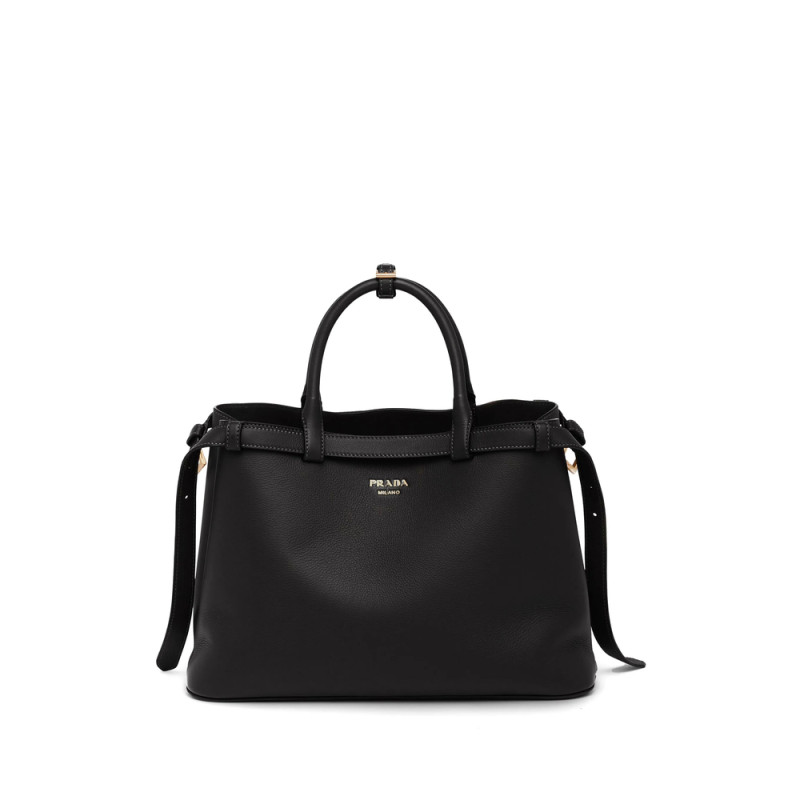 Prada Logo-plaque Leather Tote Bag
