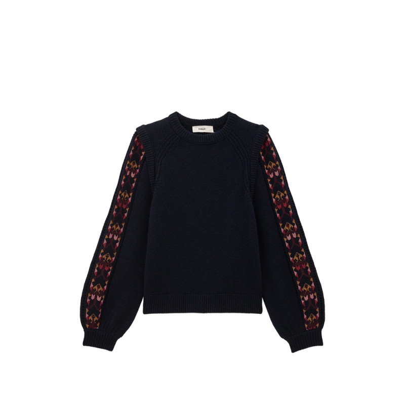 Ba & sh Elda Embroidered Ruffle-trim Sweater
