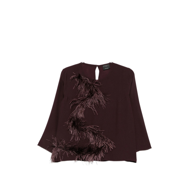 Antonelli Feather-trim Long-sleeve Top