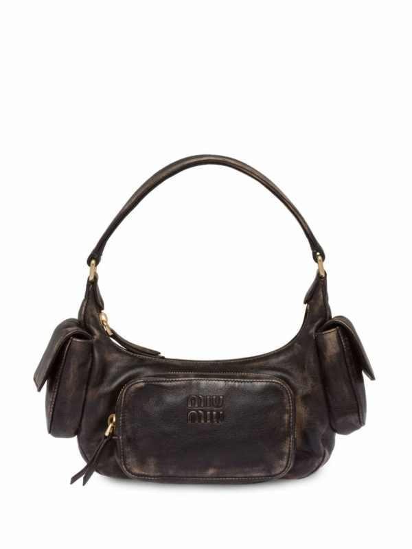 Pocket logo-embossed shoulder bag
