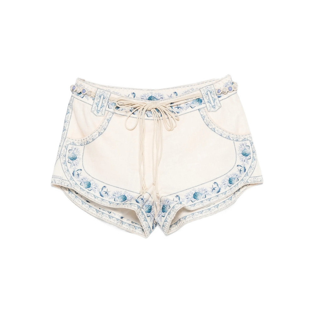 Zimmermann Drawstring Embroidered Shorts