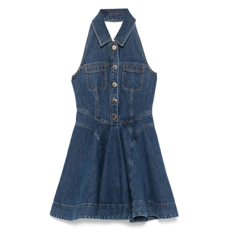 Self Portrait Denim Sleeveless Mini Dress
