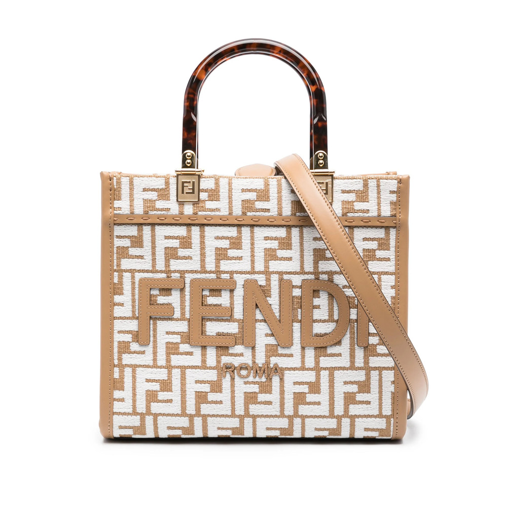 Fendi Medium Sunshine FF-motif Raffia Tote Bag
