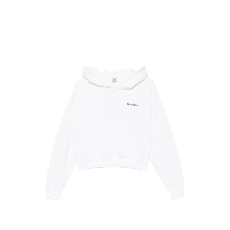 Sporty & Rich Elon Logo-embroidered Cropped Hoodie