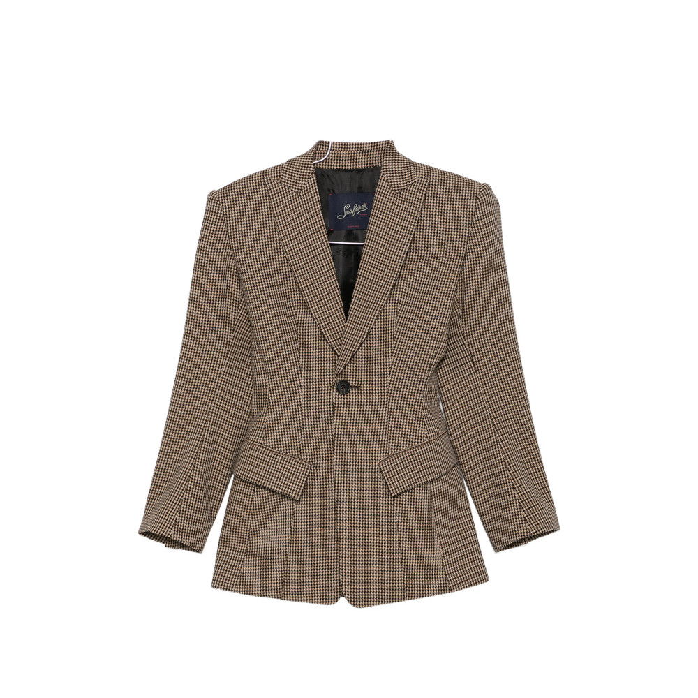 Seafarer Houndstooth-pattern Single-breasted Blazer