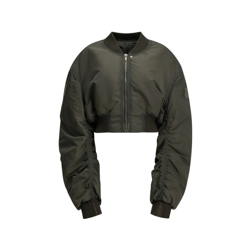 Rick Owens Cropped Ruched-sleeve Bomber Jacket