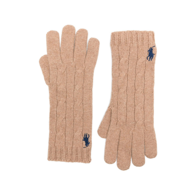Ralph Lauren Cable-knit Logo-embroidered Gloves