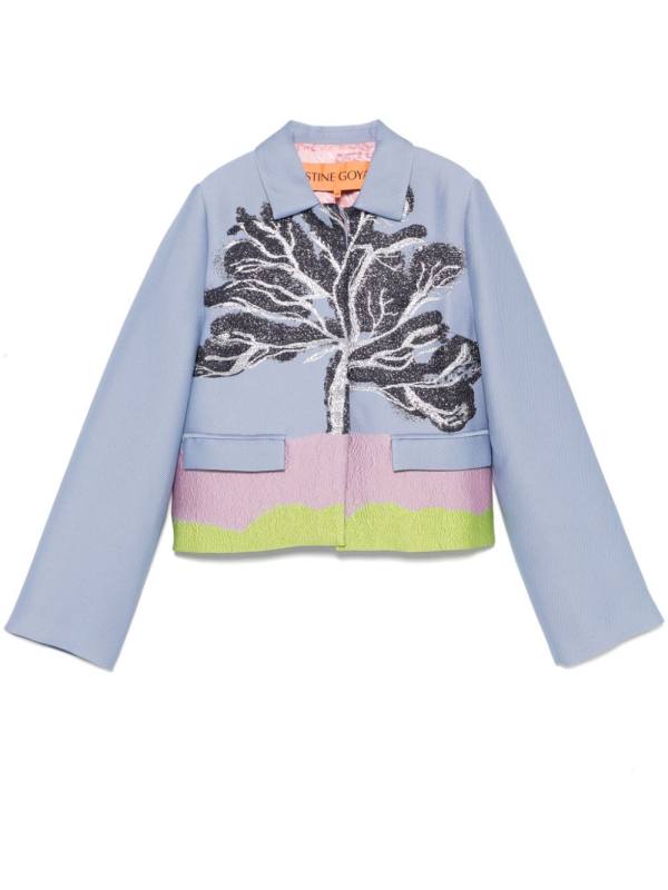 patterned-jacquard jacket