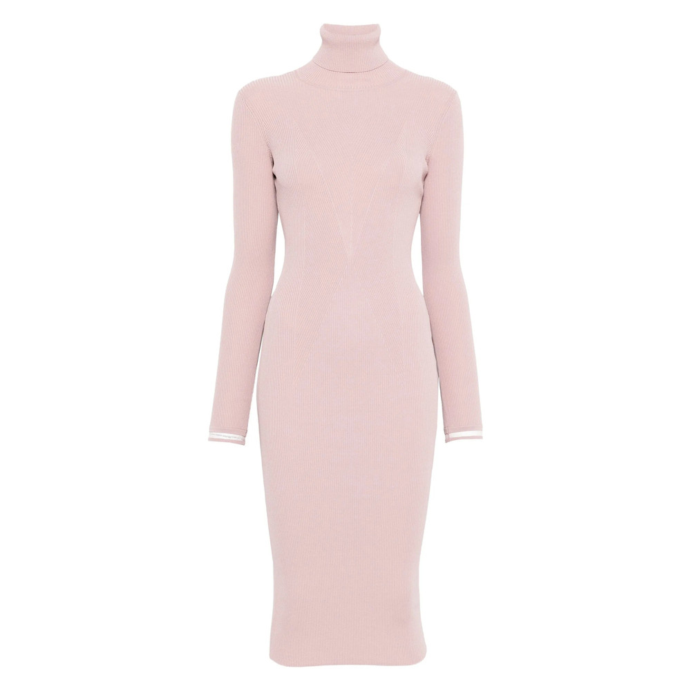 Elisabetta Franchi Ribbed Turtleneck Midi Dress